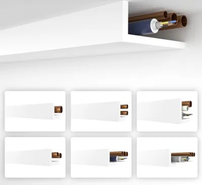 Produktbild von HEXIMO Winkelprofil weiß 1.7 Meter Profile - XPS Abdeckleisten für Heizungsrohre, L-Profil Rohrabdeckleiste Eckleiste Modell: HRA-5 - 68x200 mm (1.7 Meter / Leiste)