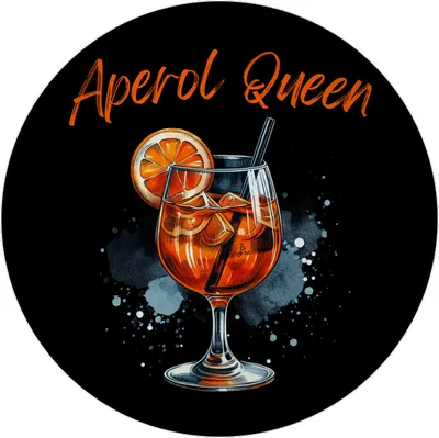 Produktbild von Aperol Queen Magnet im Aperol Spritz Cocktailglas Design, rund, Ø 5,9 cm, Orange