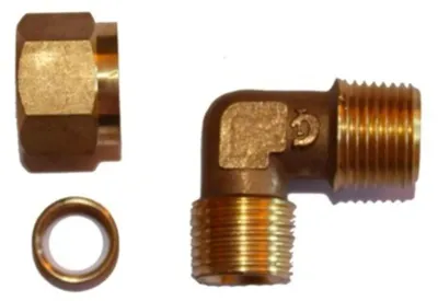 Image de Coude de raccordement en pouce avec raccord + joint, 3/8