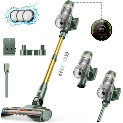 Produktbild von Laresar V12 Akku-Staubsauger, Schnellladung in 2 Std-600 W, 65 kPa, Teleskoprohr, abnehmbarer Akku und intelligenter LED-Bildschirm