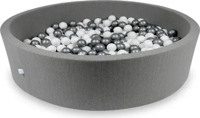 Immagine prodotto di Piscina di palline 130x30cm grigio - Con 600 palline / bianco, argento
