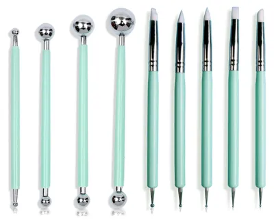 Produktbild von 9 Stücke Modellierwerkzeug Töpferwerkzeug Ton Schnitzwerkzeug Set Modellierkugel und Weiche Gummispitze Modellierstift Bildhauerwerkzeuge Clay Sculpting Tools, Grün