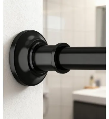Obrázek produktu pro Nastavitelná tyč na závěs do sprchy, průměr 28 mm - černá barva, délka 76 až 216 cm - instalace bez vrtání