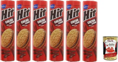 Produktbild von Hit Cacoa Crème, Doppelkekse in der Großpackung - 2 lose Kekse mit Kakaocreme - Gebäck für die ganze Familie, 6x 220g + Italian Gourmet polpa 400g