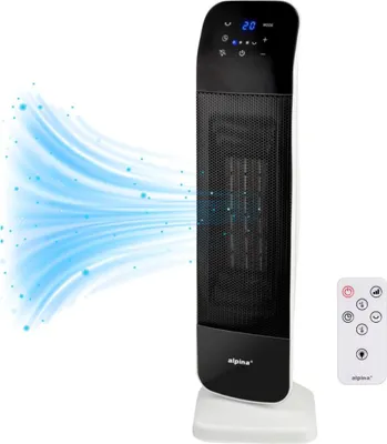 Image de alpina Appareil de chauffage électrique - Ventilateur de chauffage en céramique - également pour refroidir - minuterie - télécommande - fonction d'orientation - 2000W - noir-blanc