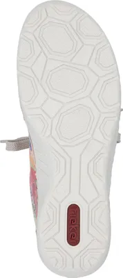 Produktbild von Rieker Damen Slipper sportlich mit floralem Muster und Reißverschluss 52567, Größe:41 EU, Farbe:Rosa