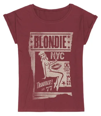 Produktbild von Blondie T-Shirt Damen Trouble In 77 rot Band-Merch, Bands 100% Baumwolle S