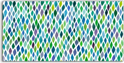 Produktbild von Coloray Spritzschutz aus Glas 120x60  Wandkunst Küchenrückwand Deko Grüne Blätter bunte Auge weiß