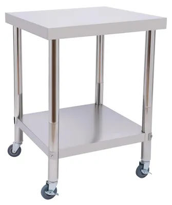 Immagine prodotto di Tavolo da lavoro in acciaio inossidabile - Tavolo di preparazione per uso gastronomico - 60x60x85 cm - Capacità di carico: 300 kg - Spessore: 0,6 cm - Superficie lucida - Ideale per cucine professionali