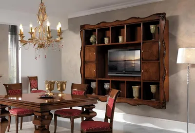 Produktbild von Wohnwand Schrank Vitrine Holz Wohnzimmer Möbel TV Schrankwände Design Vitrinen