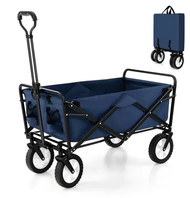 Produktbild von Gartenwagen - Klappbarer Bollerwagen - Verstellbarer Griff - Becherhalter - Tragkraft bis 68 kg - Blau