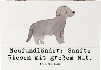 Produktbild von Mr. & Mrs. Panda Geschenkbox Neufundländer Liebe 22 x 15 cm - Weiß - Geschenk, Holzbox, Harmonie, Schatulle, Hunderassen, Pflege, Geborgenheit, holzschachtel, Hunderasse