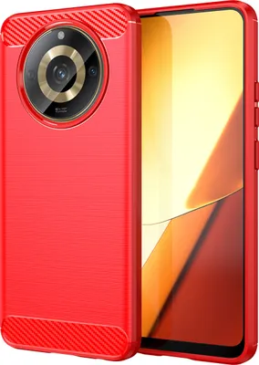 Produktbild von Hülle für Realme 11 5G Carbon-Faser Weich TPU Silikon Stoßfest Handyhülle Rot