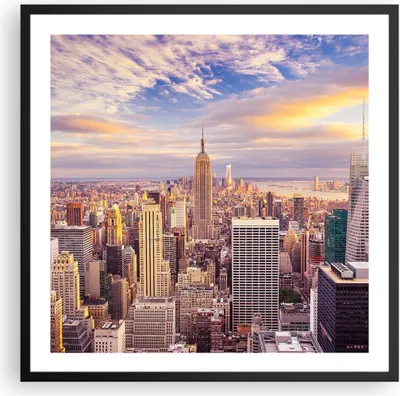Produktbild von Gerahmtes Poster - Schwarzer Rahmen - New York Stadt - 60x60 cm - Wand Bild - Wanddeko - Wandbilder - Kunstposter - Wandposter - Bilderrahmen - Bilder - Kunstdruck - Wandbild - P2BAC60x60-3638