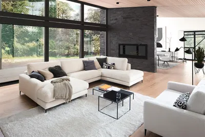 Produktbild von KAWOLA Sofa CARA Wohnlandschaft U-Form Cord cremeweiß Longchair links