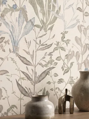 Newroom Vliestapete Novira Creme Blumen, Wohnbeispiel