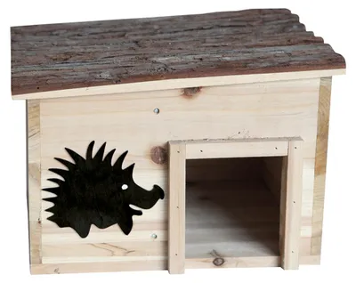 Produktbild von Igelhaus Holz – 32 x 26 x 21 cm – Unbehandelt – Mit Rindendach