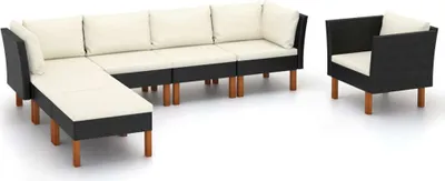 Produktbild von Maison Exclusive - 7-tlg. Garten-Lounge-Set Poly Rattan Eukalyptusholz Schwarz