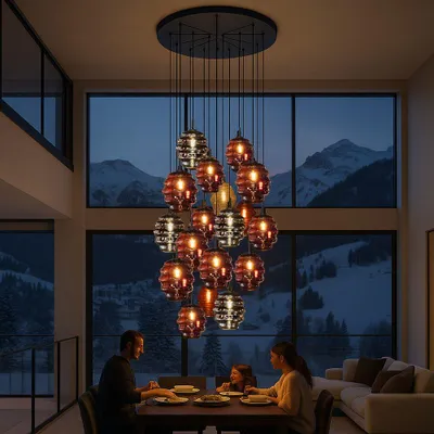 Produktbild von s.luce Echos Galerieleuchte 20-flammig Ø 120cm Baldachin Ø 18/25cm Braun 20-Flammig Oval, Länglich