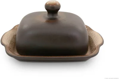 Produktbild von Bunzlauer Keramik Butterdose Butterglocke Butterbehälter eckig für 250g (1 Stück Butter) 20x15x10,5cm Nachbildung ZACIEK braun