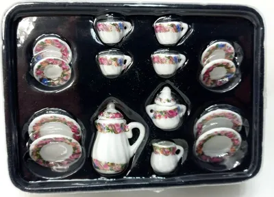 Produktbild von Miniatur von Creal Kaffee Set 11 Tlg, Porzellan. Für 1:12 Puppenstuben.