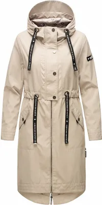 Produktbild von Navahoo Damen Mantel Übergangs Jacke Lang Parka Freizeit Casual Kapuze Josinaa Hellgrau Gr. 36 - S