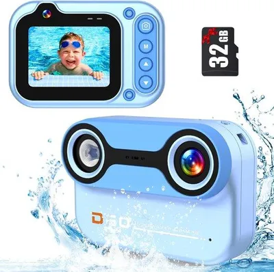 Produktbild von Wasserdichte digitale Kamera 10FT 1080p Full HD 26MP Wasserdichte Kamera, 10-fach digitales Zoom für Tauchen, Unterwasser-Selfies, Schwimmen, Strand, Wasserpark - Blau