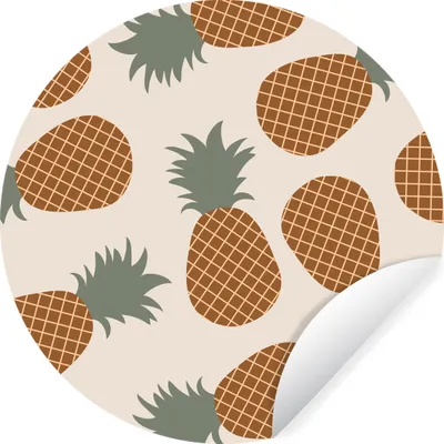 Produktbild von MuchoWow® Runde Wandtattoo - Wandsticker Tapete Aufkleber Obst - Pastell - Ananas - Muster Ø 80 cm Selbstklebend und Repositionierbar - Wandaufkleber - Kreis - Mauerkreis - Wand Bilder - Wandsticker - Wohnzimmer Dekoration - Dekoration für die Wände - Aluminium - Babyzimmer