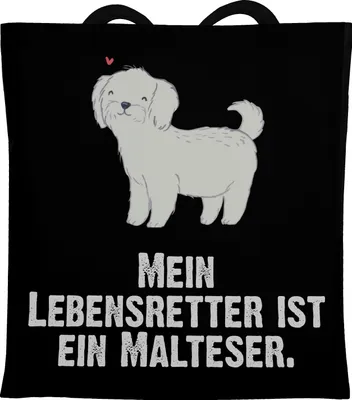 Produktbild von Mr. & Mrs. Panda Jutetasche Malteser Lebensretter - Schwarz - Geschenk, Schultasche, tragbeutel, Einkaufstasche, Laptoptasche, Tasche, Jutebeutel