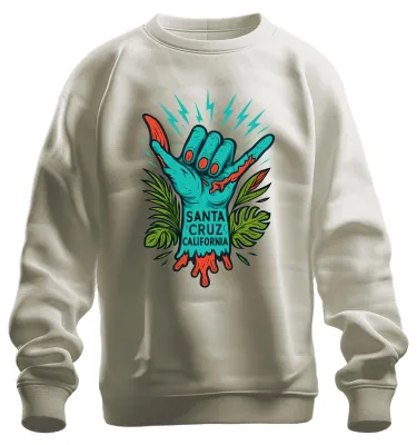Immagine prodotto di Santa Cruz California Shaka Zombiehand Tropisch Vintage Skate Unisex Felpa Pullover, Natur, L