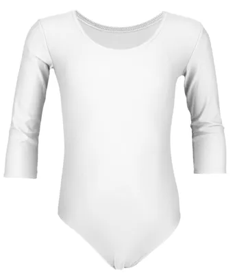 Produktbild von Aquarti Mädchen Body 3/4 Arm Ballett Trikot, Farbe: Weiß, Größe: 128