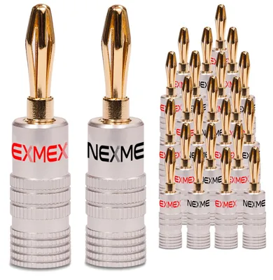 Produktbild von NEXMEX Bananenstecker 4mm schraubbar 24K vergoldet Lautsprecherkabel 24x Stecker