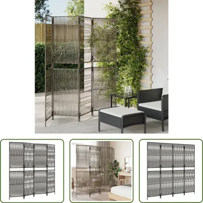 Zdjęcie produktu dla The Living Store Paravent 4-tlg. Grau Poly Rattan
