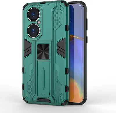 Produktbild von Huawei P50 Hülle, Dual Layer PC TPU Bumper Stoßfest Ständer Schutzhülle für Huawei P50 Grün