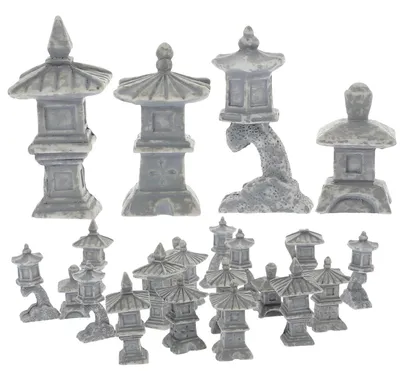 Zdjęcie produktu dla Solidchoice - Zestaw 20 miniaturowych modeli pagód z kamienia, idealnych do dekoracji ogrodu i akwarium