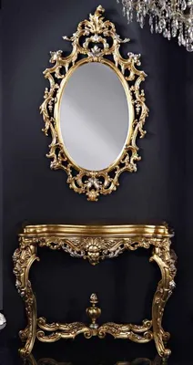Produktbild von Casa Padrino Luxus Barock Spiegelkonsole Gold / Silber - Prunkvolle Barock Konsole mit Wandspiegel - Barock Hotel & Schloß Möbel - Luxus Qualität -  Italy
