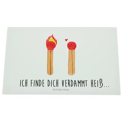 Produktbild von Mr. & Mrs. Panda Schneidplatte Glas Streichhölzer - Weiß - Geschenk, Glasschneidebrett, Schneidebrett, schneidbrett, Liebesgeschenk, Hackbrett, schneidunterlage, Aus