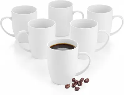 Image de Tasses Wilmax 460 ml en porcelaine blanche Olivia, lot de 6 WL-993018/A6