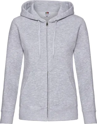 Produktbild von Fruit of the Loom Damen Premium Sweat Jacke Kapuzenpullover Hoodie, Größe:M (12), Farbe:Heather Grey