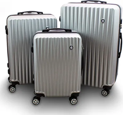 Produktbild von Barut Kofferset 3-teilig Reisekoffer Trolley Hartschalenkoffer ABS Teleskopgriff Modell General (Silber) MS-17080