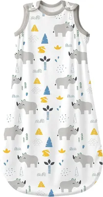 Productafbeelding van Babyslaapzak Voor de Zomer en Lente - Draagbare Deken met Dierenprint - 1-0 Tog Voor Baby's - Slaapzak Zonder Mouwen (Neushoorn - M(6-12 maanden))