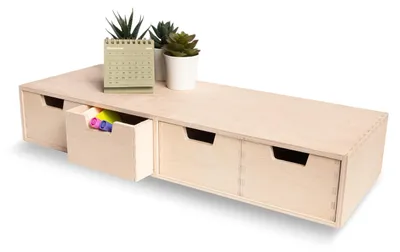 Productafbeelding van Solidchoice - Mini Houten Opbergdoos met 4 Laden