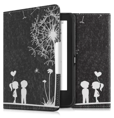 Produktbild von kwmobile Schutzhülle für Tolino Shine 2 HD Hülle - eReader Flip Case mit Auto Sleep Funktion - Pusteblume Love mit Weiß Schwarz
