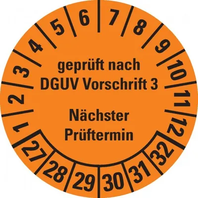 Produktbild von Dreifke® Prüfplakette  DGUV Vorschrift 3 Nächster Prüftermin 27-32, or...