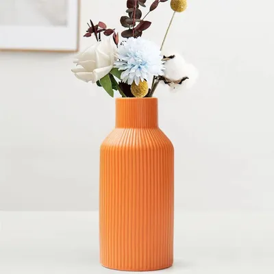 Produktbild von Keramische Vase für Pampasgras, 20 cm hoch, weiß, modernes Design