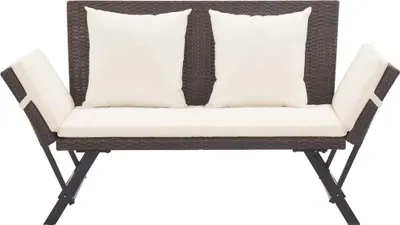 Immagine prodotto di vidaXL Panca da giardino con cuscini 176 cm Poli rattan marrone