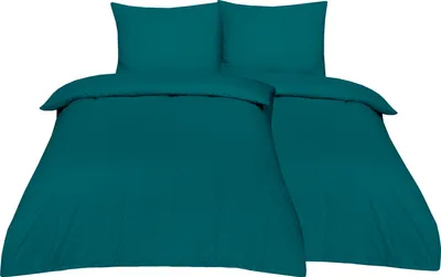 Produktbild von Betz Bettwäsche Seersucker 4 teilige Garnitur Set mit Reißverschluss - Bügelfrei - Größe 155/220 cm + 80/80 cm Farbe Petrol 100% Baumwolle