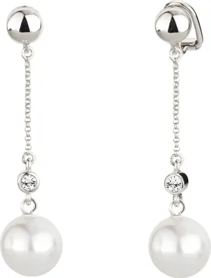 Productafbeelding van Reisclip voor oorbellen, hangend - dames - witte parel van 12 mm - gepolijst - artikelnummer 114140