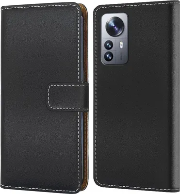 Produktbild von Numerva, Handyhülle für Xiaomi 12 / 12X, Bookstyle, Schwarz, Kunstleder, TPU, Silikon, mit Kartenfächern, Standfunktion, Magnetverschluss, Bargeldfach