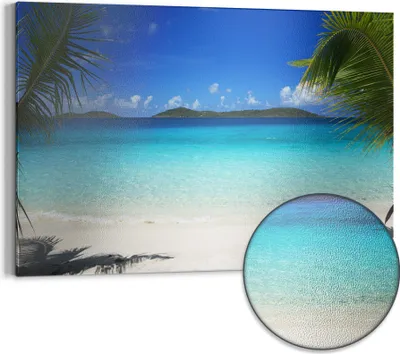 Produktbild von DEQORI Magnettafel Metall 90x60 cm 'Tropisches Meeresidyll' Whiteboard Pinnwand Büro